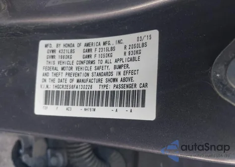 2015 Honda Accord Sport из США, поврежденный, VIN 1HGCR2E56FA130226